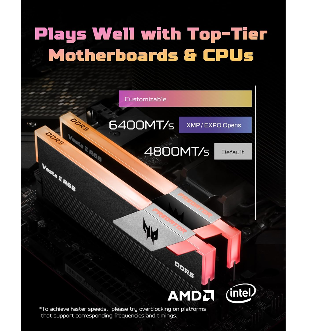 Acer Predator Vesta II RGB DDR5 RAM 64GB (32GBx2) 6400MHz CL32 PC5